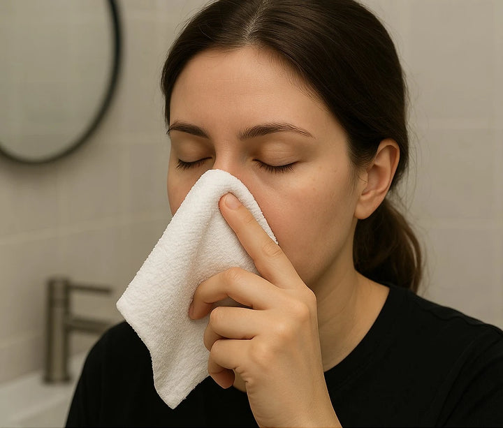 Чист и подсушен нос преди поставяне на лента NoseEase